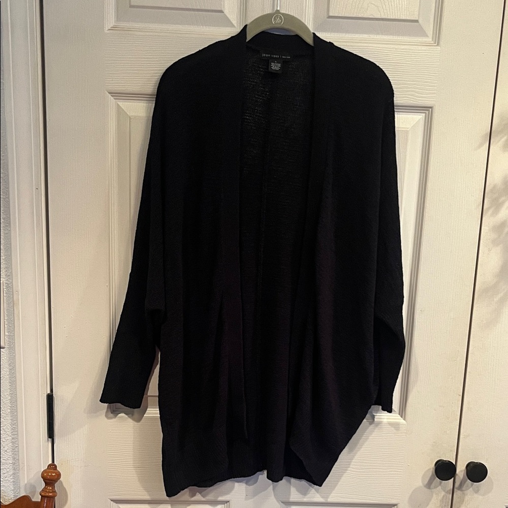 Joan Vass Navy Blue Open-Front Sweater